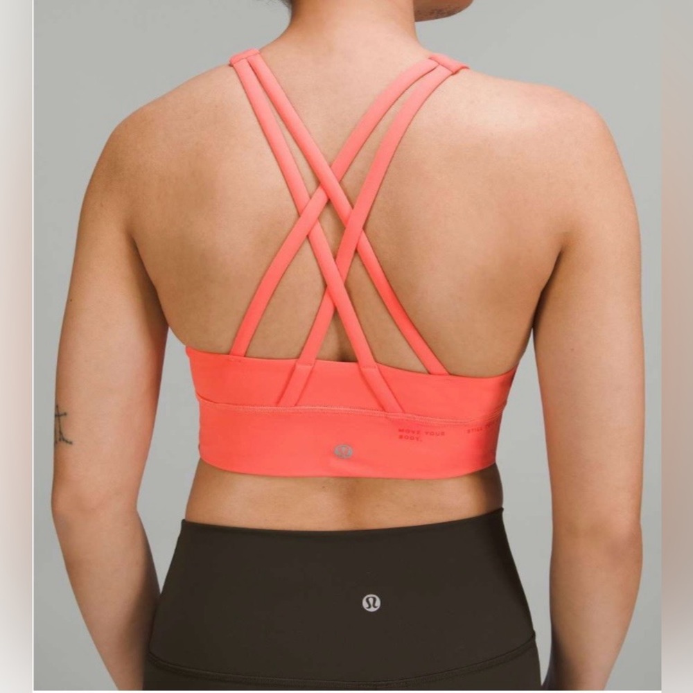🍋Lululemon Energy High-Neck Longline Bra Med Support, B–D Cups Raspberry Cream🍋